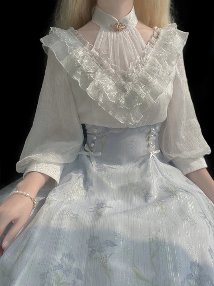 Damen Blumen-Lolita-Kleid Kore – French Vintage Floral Midi Dress Bewertung und Preis
