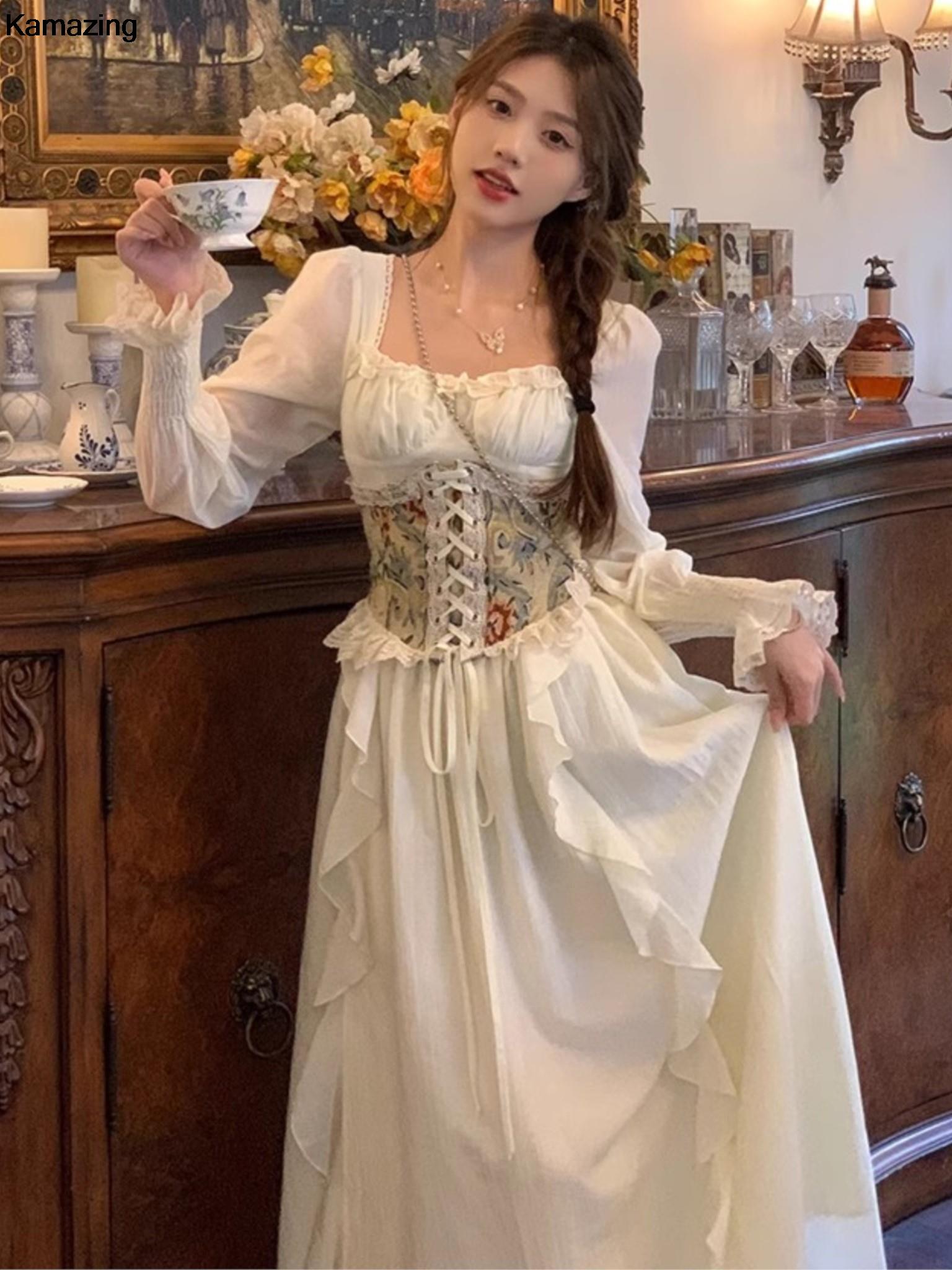 Vintage Französisch Korsett Mi – French Vintage Floral Midi Dress Bewertung und Preis