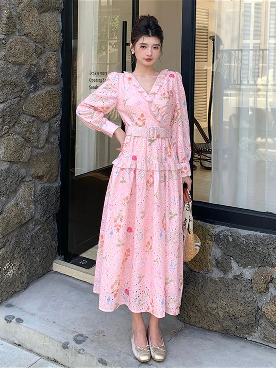 Französisches romantisches Mid – French Vintage Floral Midi Dress Bewertung und Preis