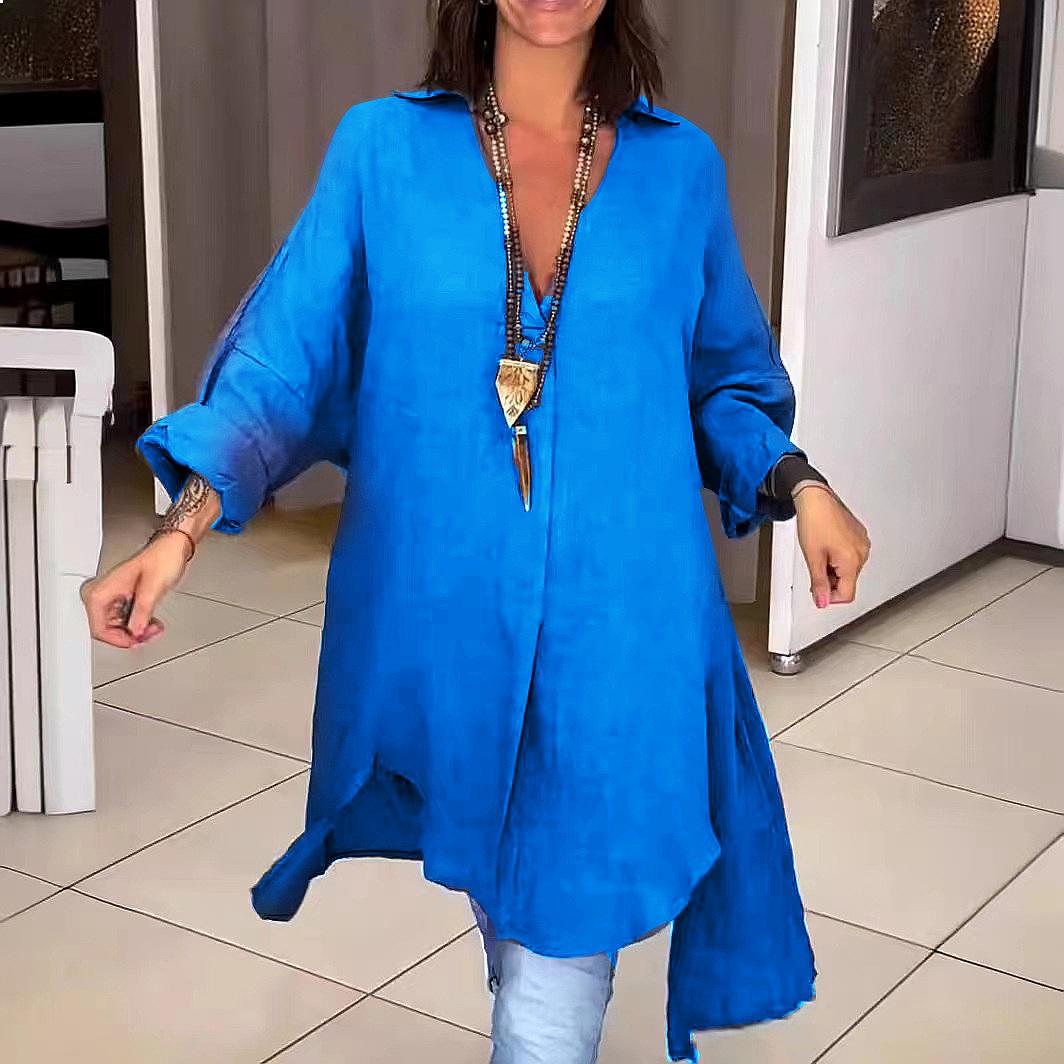 Damen Leinenhemdkleid Locker L – Casual Loose Linen Shirt Dress Bewertung und Preis