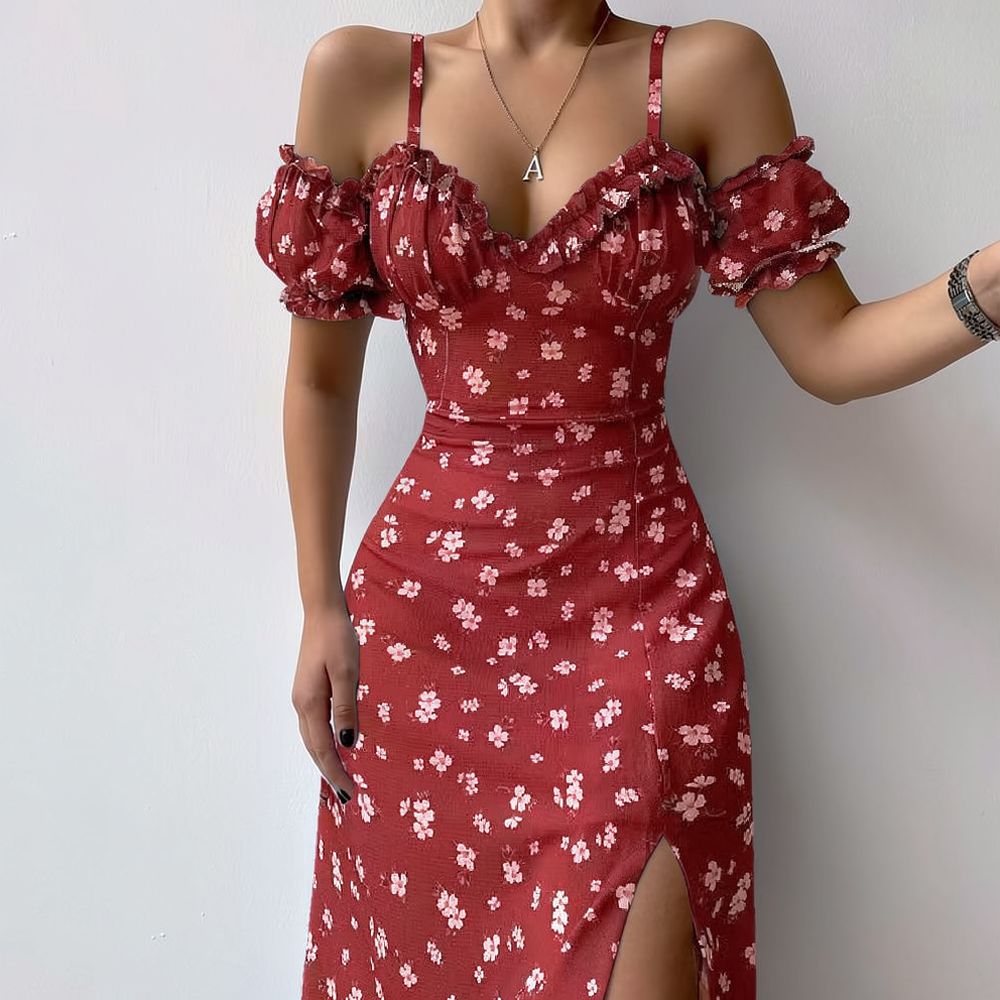 Damen Sommerkleid mit Blumenmu – French Vintage Floral Midi Dress Bewertung und Preis