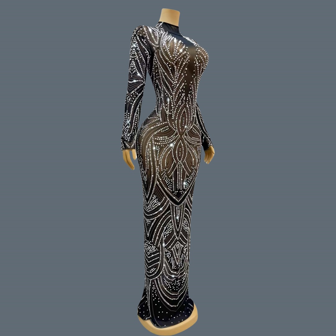 Schwarzes, neues, glitzerndes  – Sparkly Rhinestone Club Party Dress Bewertung und Preis
