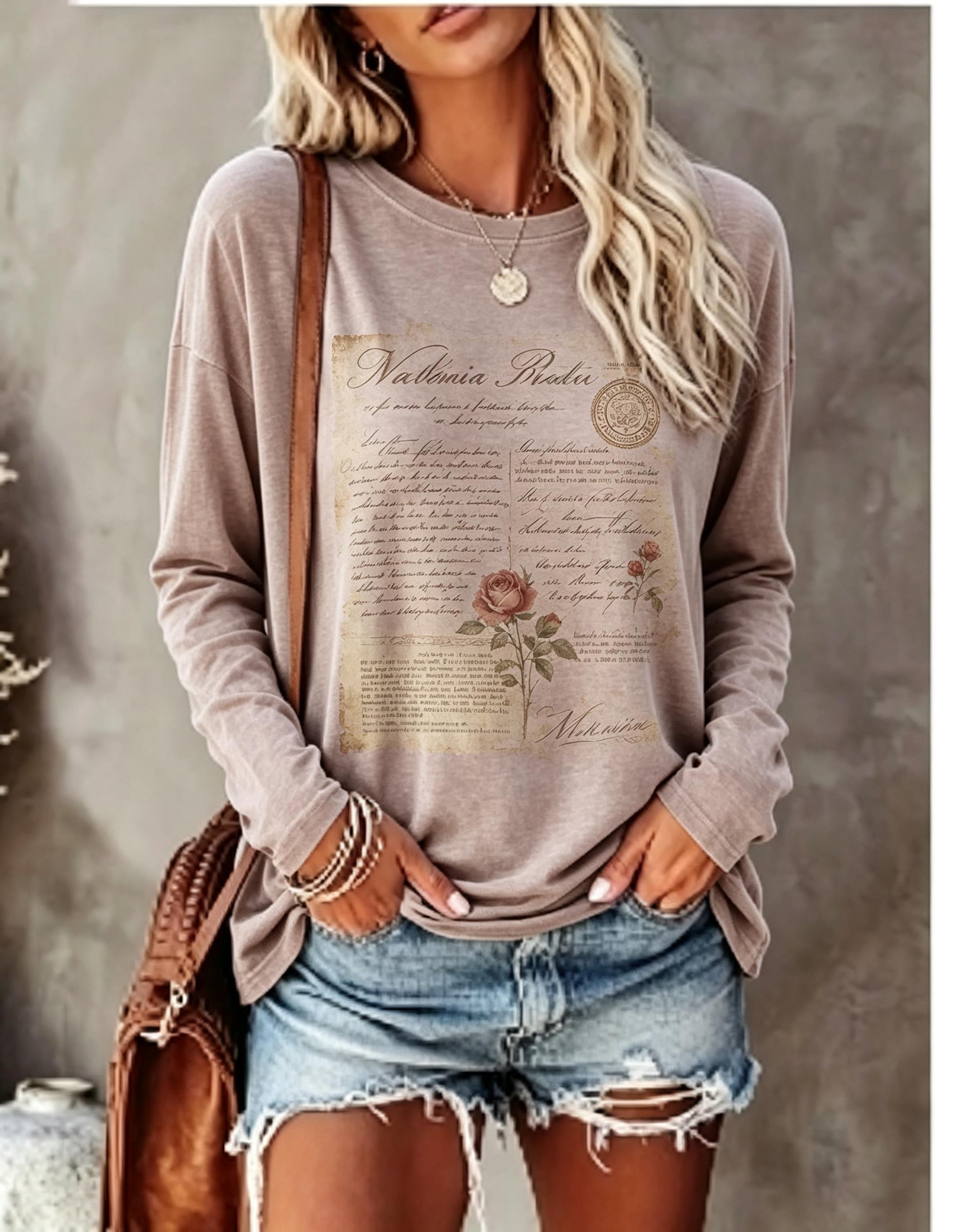 Damen-Langarm-T-Shirt, Vintage – Blouses Bewertung und Preis